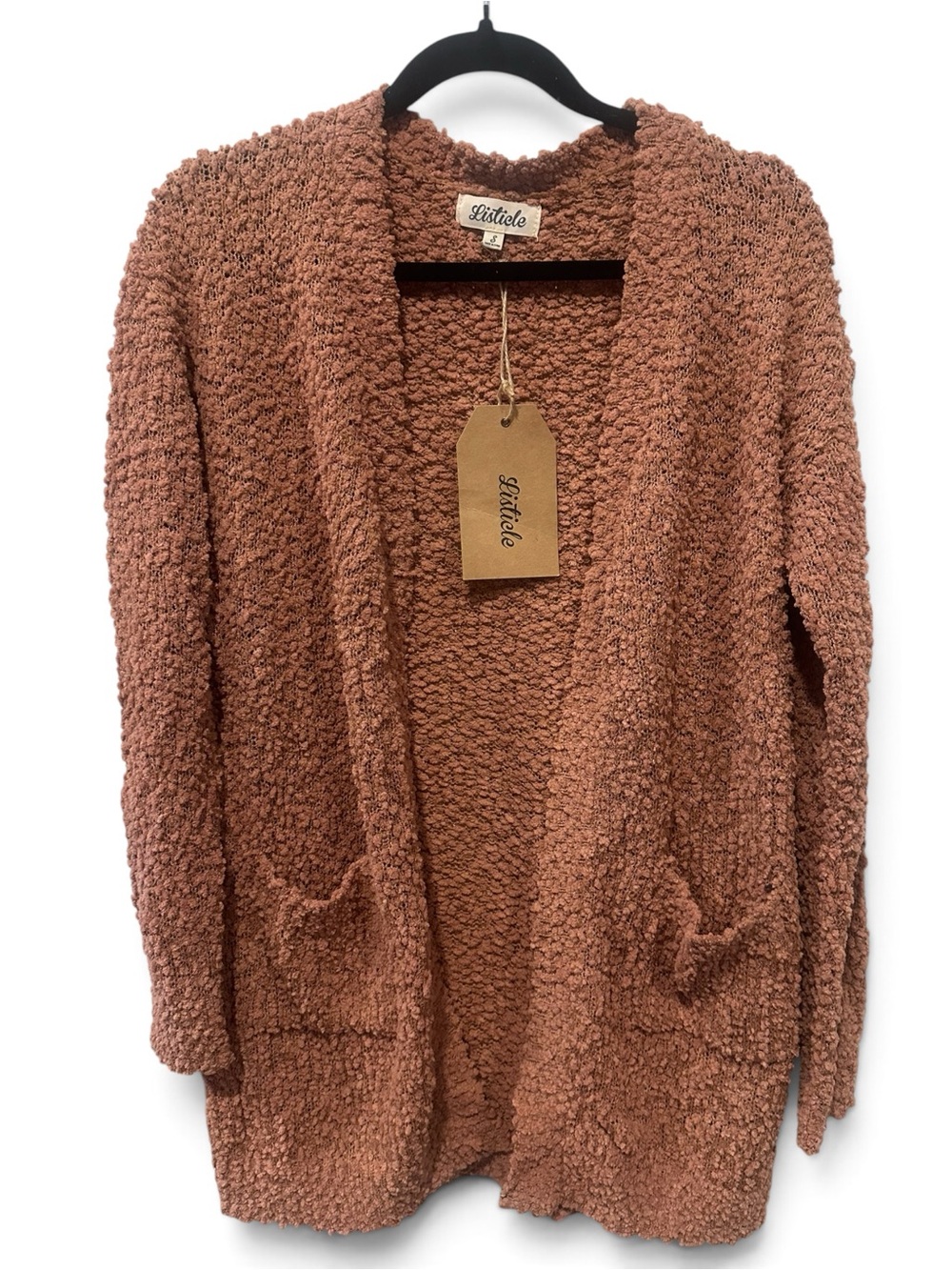 S Listicle Chunky Open-Front Cardigan in Dusty Rose - Picture 2 of 5